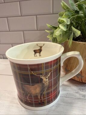 Cooksmart Rustic Plaid Deer Ceramic Mug - Brown